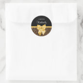 Stijlvolle luipaard Afdrukken Elegant Geel Bow en  Ronde Sticker (Tas)