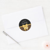 Stijlvolle luipaard Afdrukken Elegant Geel Bow en  Ronde Sticker (Envelop)