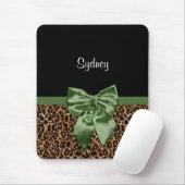Stijlvolle luipaard Afdrukken Elegant Green Bow en Muismat (Met muis)