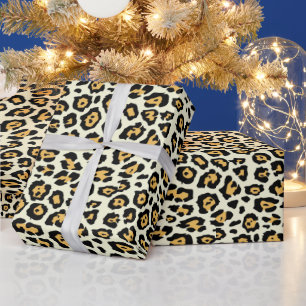 Stijlvolle luipaard dier print patroon geel glam cadeaupapier