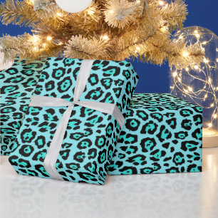 Stijlvolle luipaard dier print patroon leuk aqua b cadeaupapier