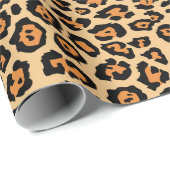 Stijlvolle luipaard dier print patroon sinaasappel cadeaupapier (Rol Hoek)
