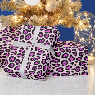 Stijlvolle luipaard dierprint neon magenta roze cadeaupapier