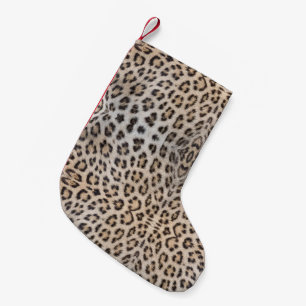 Stijlvolle luipaard huid bont dier print patroon c kleine kerstsok