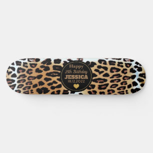 Stijlvolle luipaard print Happy 25th Birthday Cust Skateboard