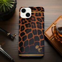 Stijlvolle luipaard print oer instinct monogram iPhone 14 hoesje