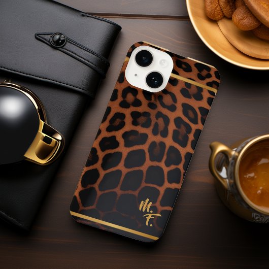 Stijlvolle luipaard print oer instinct monogram iPhone hoesje