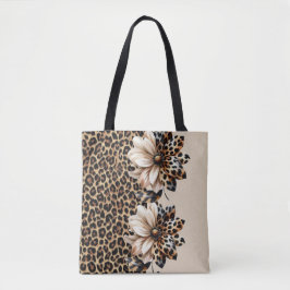 Stijlvolle Luipaardprint met Zonnebloem Detail Leg Draagtas
