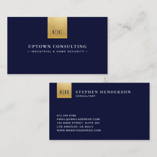 Stijlvolle Luxe Faux Gold Foil & Navy Blue Visitekaartje