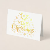 Stijlvolle Luxe Golden Reindeer kerstkaart met Fol Folie Kaarten (Voorkant)