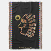 Stijlvolle Machu_Picchu Silhouette op zwart Deken (Voorkant Verticaal)