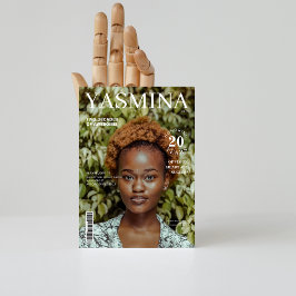 Stijlvolle magazine cover foto 20e verjaardag kaart