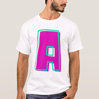Stijlvolle Magenta en Blauwgroen letter A T-shirt