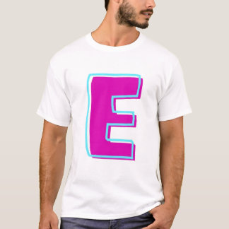 Stijlvolle Magenta en Blauwgroen letter E T-shirt