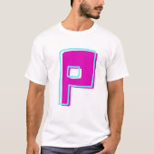Stijlvolle Magenta en Blauwgroen letter P T-shirt (Voorkant)