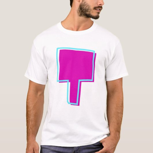 Stijlvolle Magenta en Blauwgroen letter t T-shirt (Voorkant)