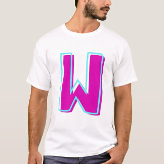 Stijlvolle Magenta en Blauwgroen letter W T-shirt