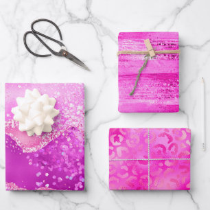 Stijlvolle magenta roze glitters en folie glamour inpakpapier vel