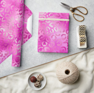 Stijlvolle magenta roze schittering glitters leopa cadeaupapier