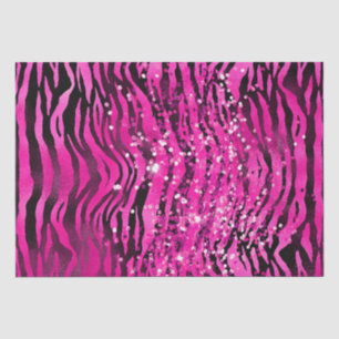 Stijlvolle magenta roze & zwarte glitters tijgerst tissuepapier