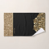 Stijlvolle Mandala Black, Gold Stripes Glitter Bad Handdoek (Handdoek)