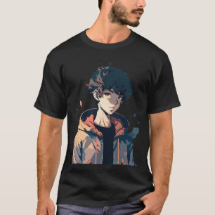 Stijlvolle Manga Jongen in Bruin Jasje T-shirt