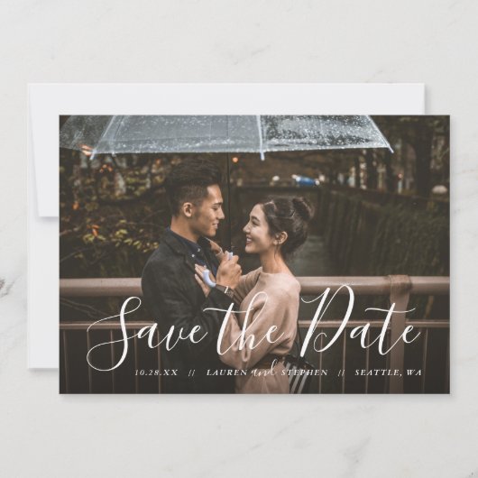 Stijlvolle Manuscript de Bekleding sparen de Datum Kaart (Voorkant)