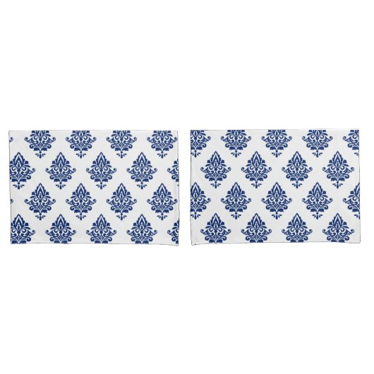 Stijlvolle marineblauw en witte Damask gevarieerd Kussensloop (Voorkant-Set)