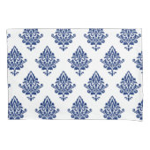 Stijlvolle marineblauw en witte Damask gevarieerd Kussensloop (Voorkant-Links)
