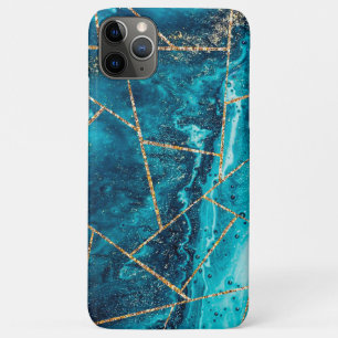 Stijlvolle marineblauw goud geode afbeelding monog iPhone 11 pro max hoesje