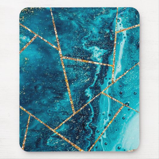 Stijlvolle marineblauw goud geode afbeelding monog muismat (Voorkant)