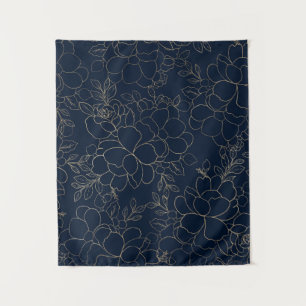 Stijlvolle marineblauw goudhandschrift wandkleed