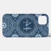 Stijlvolle marineblauw Mandala Modern Monogram Case-Mate iPhone Case (Achterkant (horizontaal))