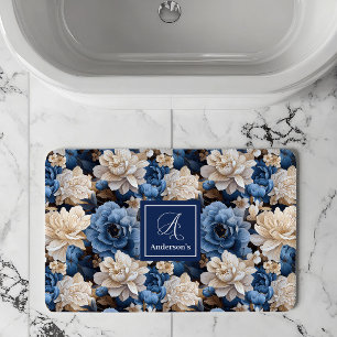 Stijlvolle marinebloemen Aangepaste naam bloemen b Badmat
