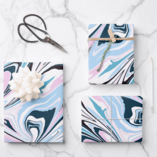 Stijlvolle marineroze bruine acrylgieterij inpakpapier vel