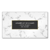 Stijlvolle marmer en gouden bedrukte textuur magnetisch visitekaartje (Voorkant)