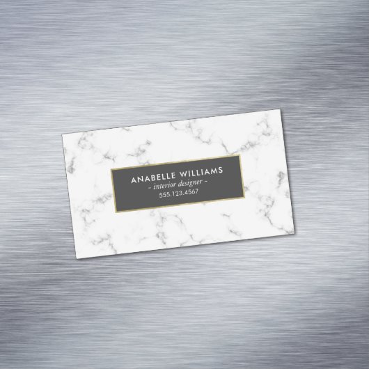 Stijlvolle marmer en gouden bedrukte textuur magnetisch visitekaartje (Voorbeeld)