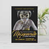 Stijlvolle Masquerade Party Uitnodiging (Staand voorkant)