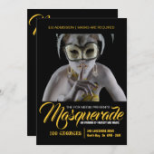 Stijlvolle Masquerade Party Uitnodiging (Voorkant / Achterkant)
