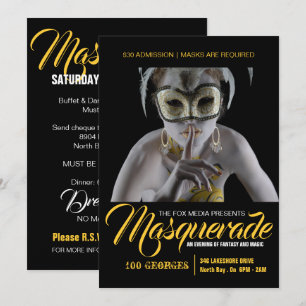 Stijlvolle Masquerade Party Uitnodiging