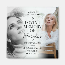 Stijlvolle memoriam voor en na foto herinneringstu magneet