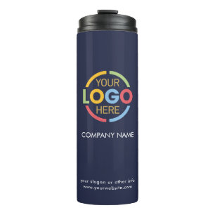 Stijlvolle Merk Navy Blue Company Business Logo Thermosbeker