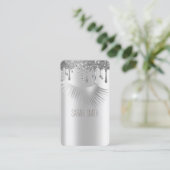 Stijlvolle Metallic Silver Glitter druppelt wimper Visitekaartje (Staand voorkant)