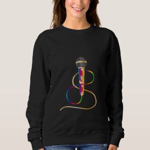 Stijlvolle microfoon met regenbooghandgreep trui