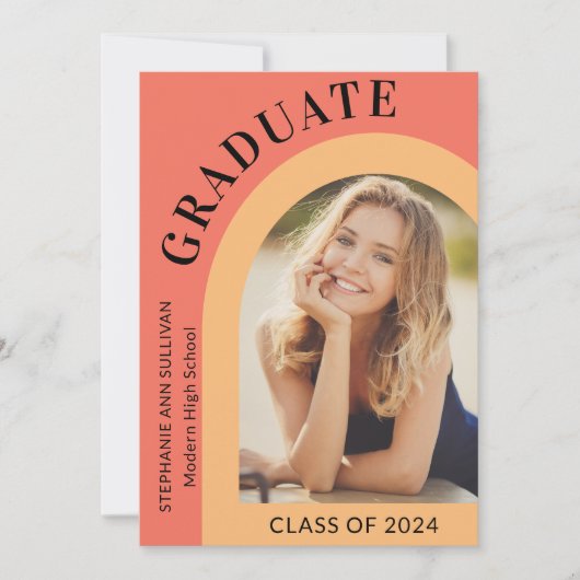 Stijlvolle middelbare school Afstuderen foto Aankondiging (Voorkant)