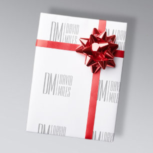 Stijlvolle Minimaal & Modern Grijs Beginletters & Cadeaupapier