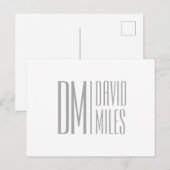 Stijlvolle minimal & Modern Grey Initialen & Naam  Briefkaart (Voorkant / Achterkant)