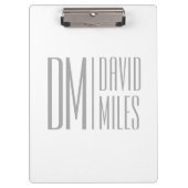 Stijlvolle minimal & Modern Grey Initialen & Naam  Klembord (Voorkant)