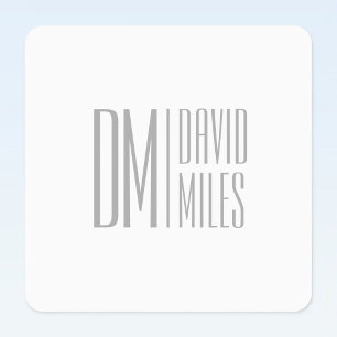 Stijlvolle minimal & Modern Grey Initialen & Naam  Labels