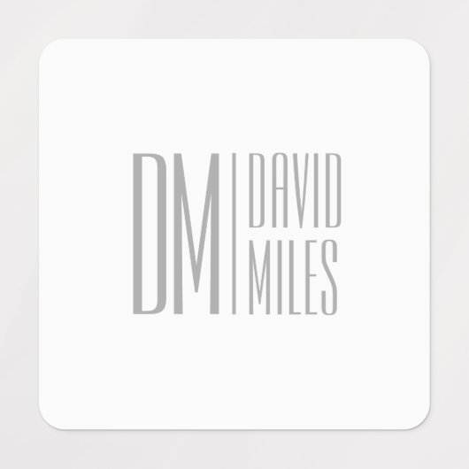 Stijlvolle minimal & Modern Grey Initialen & Naam  Labels (Design 3)